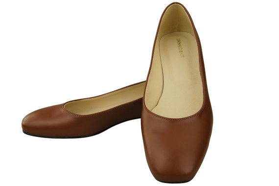 Flache Frauen Schuhe Braun Dekorative Ferse Naturleder 209 ElitaBut