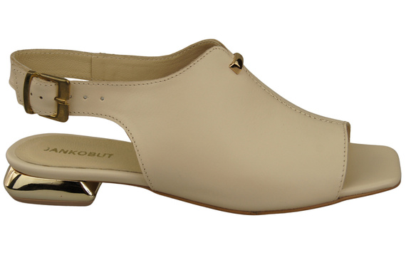 Bequeme Frauenschuhe Sandalen Beige Flacher Goldabsatz Naturleder 207 ElitaBut