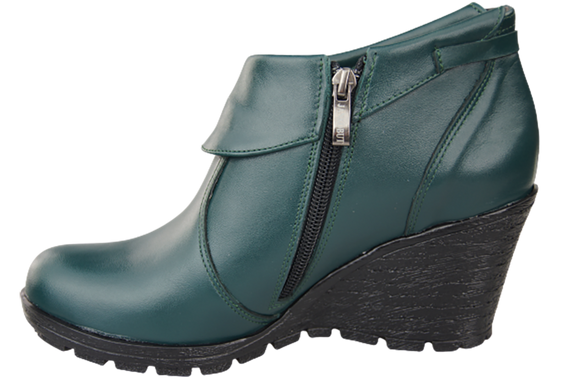 Damenschuhe Keilstiefel, Naturleder, Malachit 739 ElitaBut