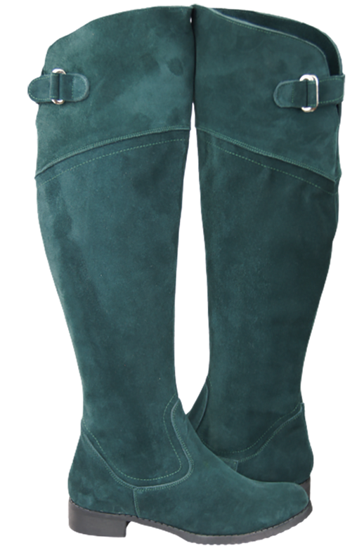 Schuhe Damenstiefel Stiefel Overknee-Stiefel, Naturleder, Velours, Malachit 154 ElitaBut