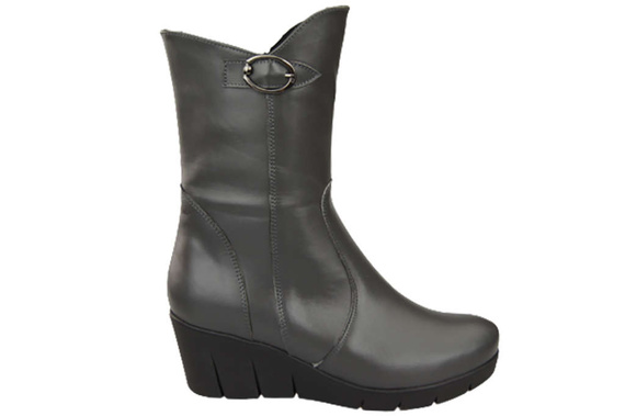 Damen-Keilstiefel, Naturleder, Graphit 178 ElitaBut