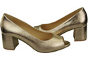 Damenschuhe PEEP TOE Gold Pumps, Naturleder mit beschichtetem Absatz 192 ElitaBut