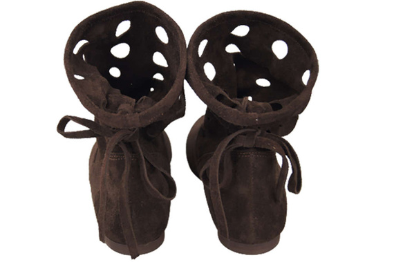 Schuhe Damen-Stiefeletten, natürliches Veloursleder, Schokolade 160 ElitaBut