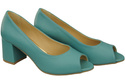Damenschuhe PEEP TOE Türkise Pumps aus Naturleder mit beschichtetem Absatz 192 ElitaBut