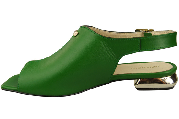 Bequeme Frauenschuhe Sandalen Grün Flacher Goldabsatz Naturleder 207 ElitaBut