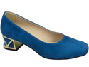 Bequeme Damenschuhe Blau Pumps mit dekorativem Absatz Natürliches Wildleder 219 von ElitaBut