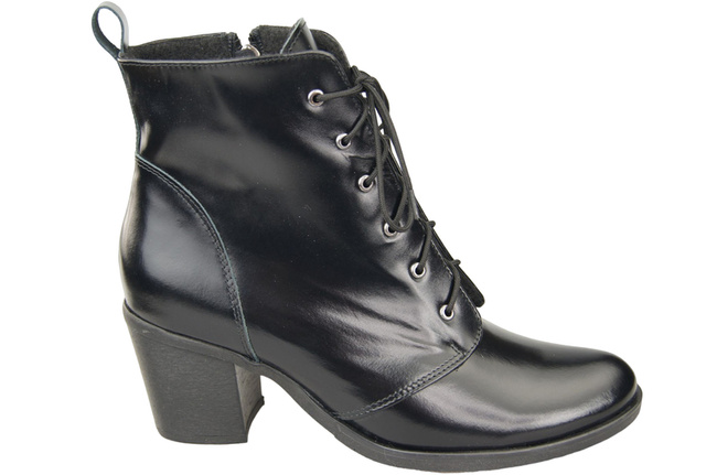 Winter-Schnürstiefel für Damen, Naturleder, Schwarz, Glänzend 188 von ElitaBut