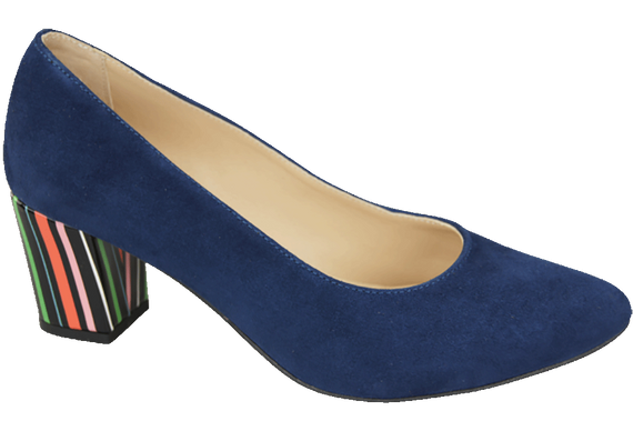Damenschuhe Pumps Marineblaues natürliches Wildleder mit dekorativem Absatz 158 von ElitaBut