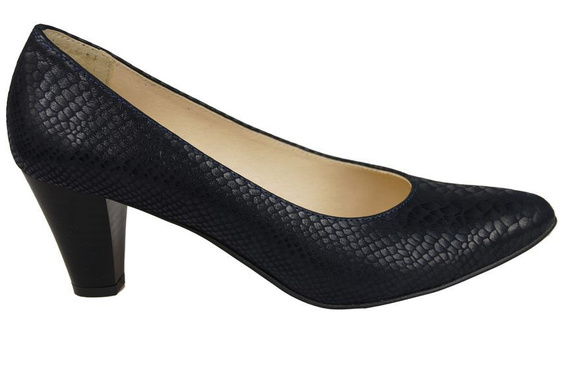 Damenschuhe Pumps, Naturleder, Schuppenmotiv, Marineblau 927 ElitaBut