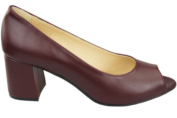 Damenschuhe PEEP TOE Pumps, Burgunderrot, Naturleder mit beschichtetem Absatz 192 ElitaBut