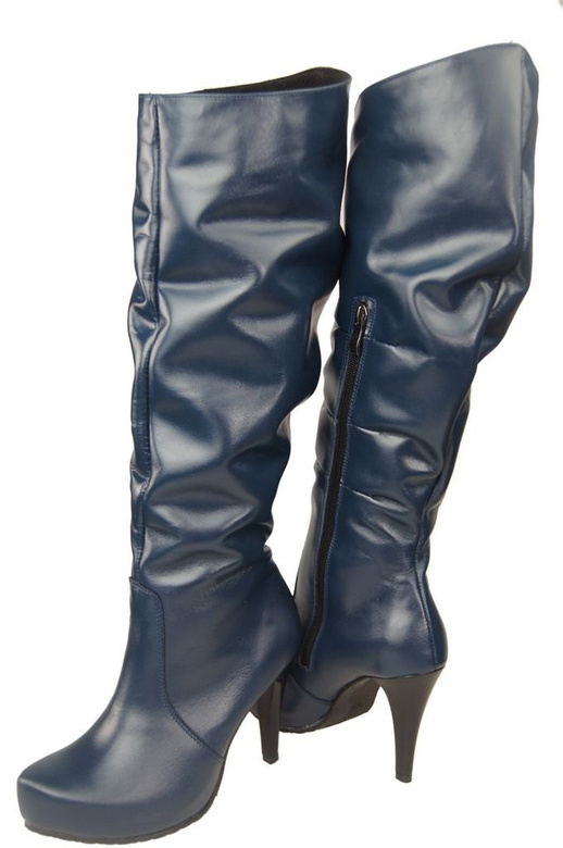 Damen-Plateaustiefel, Naturleder, Marineblau 120 ElitaBut