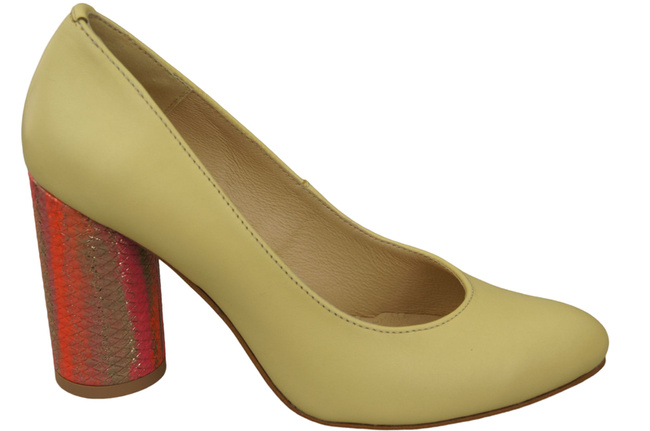 Damenschuhe Pumps Banane Naturleder Bunter Zierabsatz 194 ElitaBut