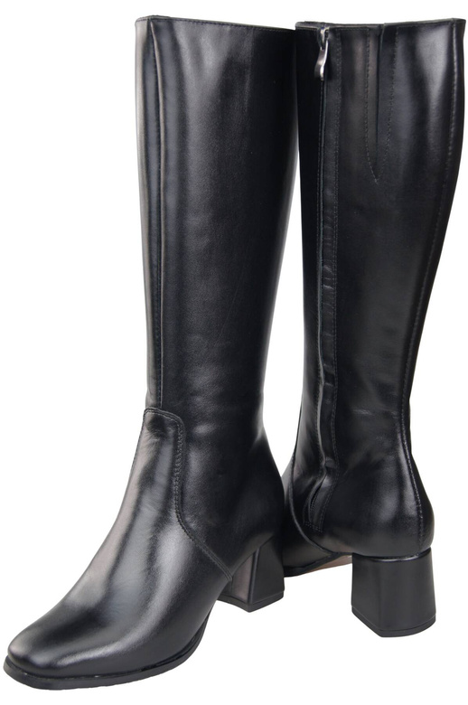 Bequeme Damen Schwarz Niedrig Absatz Stiefel Naturleder 212 ElitaBut