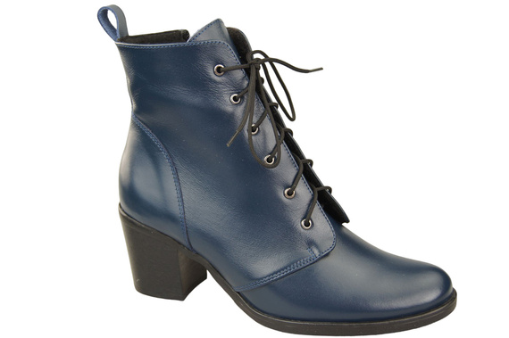 Damen Winter-Schnürstiefeletten, Naturleder, Marineblau 188 von ElitaBut