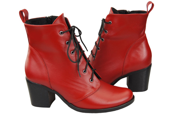Winter-Schnürstiefeletten für Damen, Naturleder, Rot 188 von ElitaBut