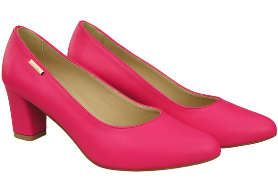 Klassische Glatt Damen Neon Rosa Naturleder Schuhe 213 ElitaBut