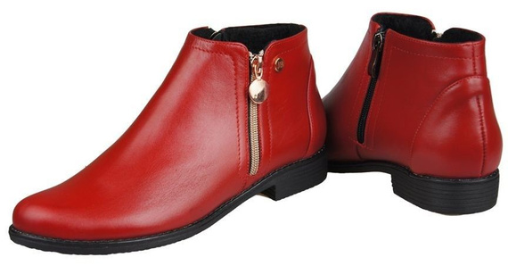 Damenschuhe Damenstiefel Warmes Naturleder Rot 872 von Elitabut