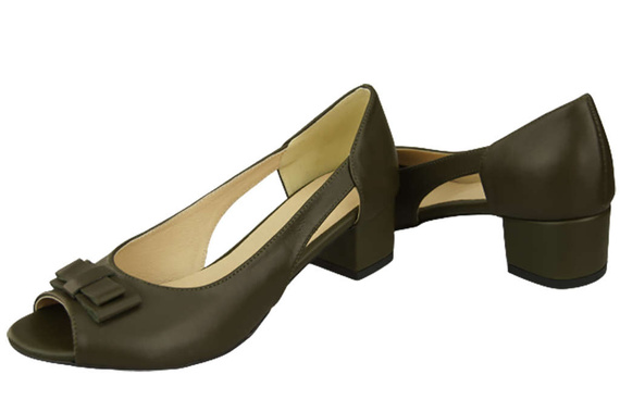 Damenschuhe Olivgrüne Sandalen, Naturleder 145 ElitaBut