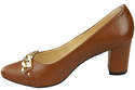Klassische Frauen Braunes Naturleder Schuhe mit Gold Ornament Kette 200 ElitaBut