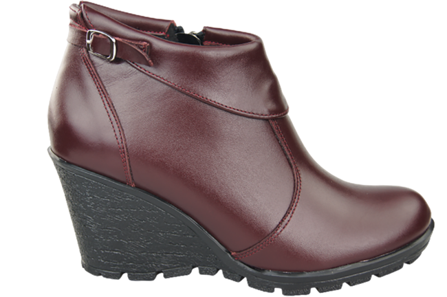 Damenschuhe Keilstiefel, Naturleder, Burgund 739 ElitaBut