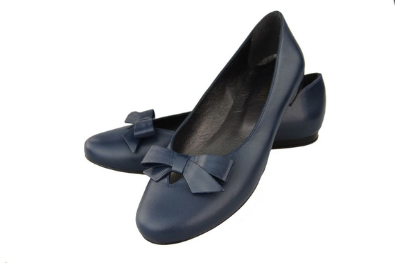 Damen-Ballerinas Marineblau, Naturleder 998 ElitaBut