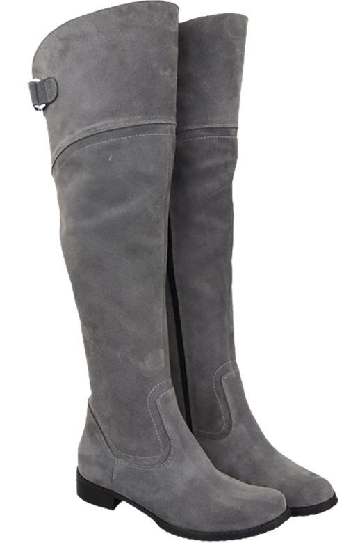 Schuhe Damenstiefel Stiefel Overknee-Stiefel, Naturleder, Velours, Grau 154 ElitaBut