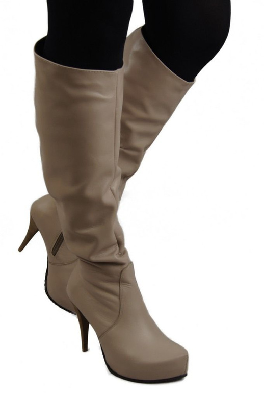 Schuhe Damenstiefel Plateau Naturleder Cappuccino 120 ElitaBut