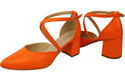 Elegante Orange Ledersandalen mit offener Seite und stabilem Absatz 218 ElitaBut