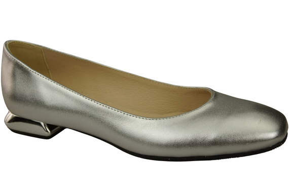 Flache Frauen Schuhe Silber Dekorative Ferse Naturleder 209 ElitaBut