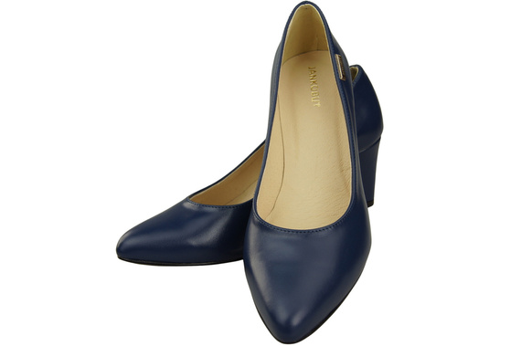 Klassische Glatt Damen Marineblau Naturleder Schuhe 213 ElitaBut