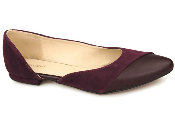 Damenschuhe Ballerinas Burgund, Naturleder, Wildleder 146 ElitaBut