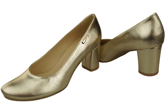 Klassische Damen Gold Leder Mandel Nase Pumps 201 ElitaBut