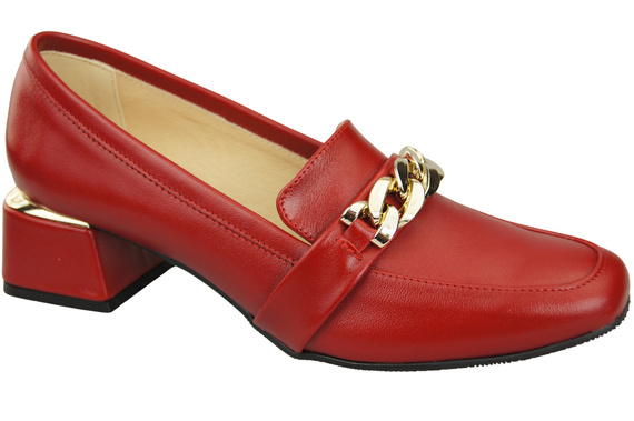 Damenschuhe mit Zierkette Pumps Mokassins Naturleder 193 Rot ElitaBut
