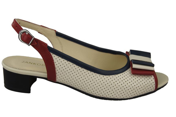 Damenschuhe Durchbrochene Sandalen Naturleder Rot Marineblau Beige 731 ElitaBut