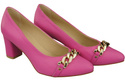Klassische Frauen Fuchsia Naturleder Schuhe mit Gold Ornament Kette 200 ElitaBut