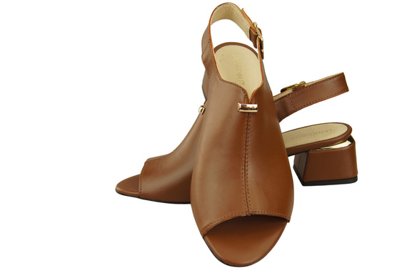 Damenschuhe Sandalen Braun, goldene Schnalle, Naturleder 198 ElitaBut