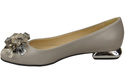 Damen Helle Esche Pumps mit Kristallen flach Naturleder 216 ElitaBut