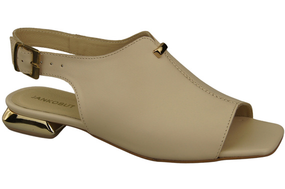 Bequeme Frauenschuhe Sandalen Beige Flacher Goldabsatz Naturleder 207 ElitaBut