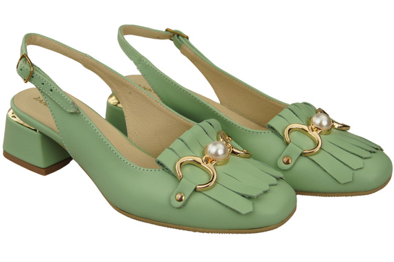 Damenschuhe Minze Sandalen mit Fransen verziert Naturleder 208 ElitaBut