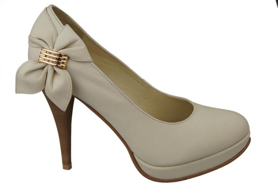 Damenschuhe Plateaupumps, Naturleder, Beige 976 ElitaBut