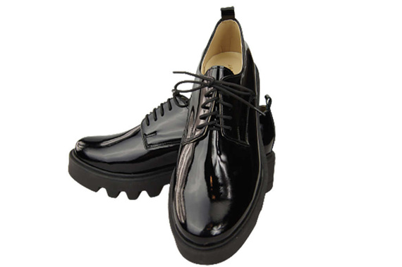 Schuhe Damen Schnürschuhe Schwarz Glänzendes Naturlackleder 180 ElitaBut