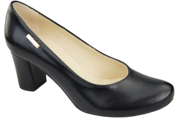 Klassische Damen Schwarz glänzend Leder Mandel Nase Pumps 201 ElitaBut