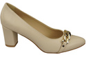 Klassische Frauen Beige Naturleder Schuhe mit Gold Ornament Kette 200 ElitaBut