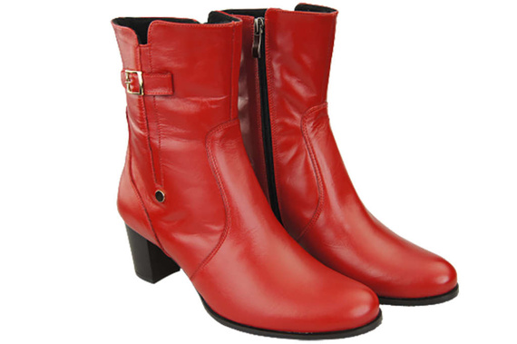 Damenstiefel, warm, Naturleder, Rot 882 von ElitaBut