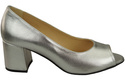 Damenschuhe PEEP TOE Pumps Silber Naturleder mit beschichtetem Absatz 192 ElitaBut