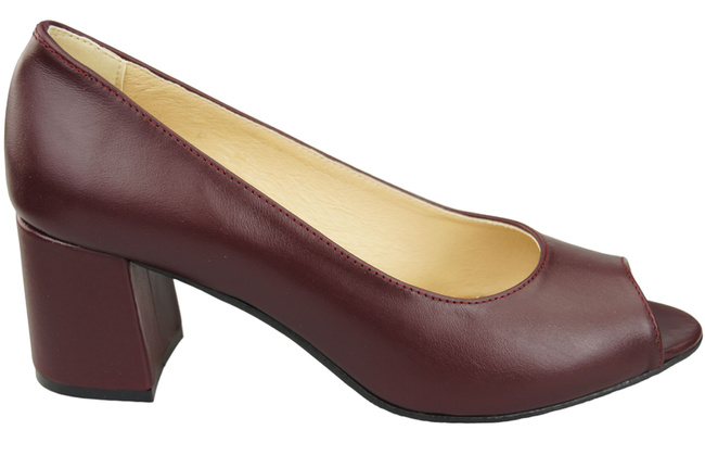Damenschuhe PEEP TOE Pumps, Burgunderrot, Naturleder mit beschichtetem Absatz 192 ElitaBut