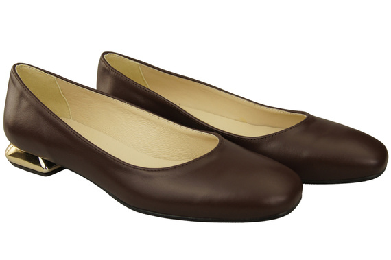 Flache Frauen Schuhe Schokolade Dekorative Ferse Naturleder 209 ElitaBut