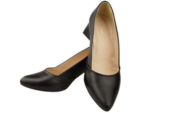 Damen Pumps Schwarz Echtleder Spitz Zehen Absatz ElitaBut 221