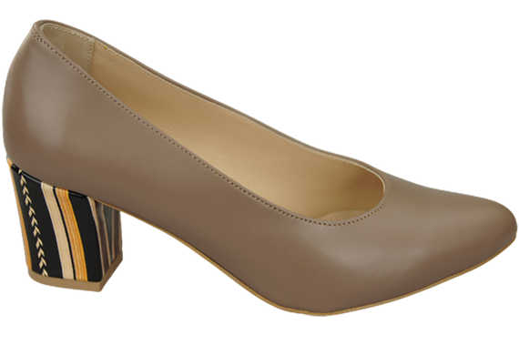 Damenschuhe Cappuccino-Pumps Naturleder mit Zierabsatz 158 ElitaBut