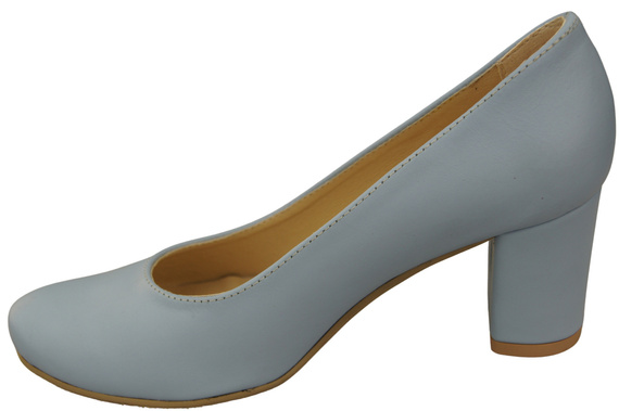 Klassische Damen Hellblaues Leder Mandel Nase Pumps 201 ElitaBut